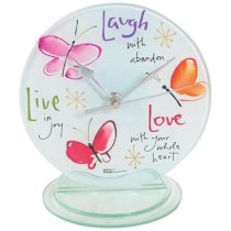 6.75 Inch Live, Laugh, Love Butterfly Desk Clock Collectible Statue