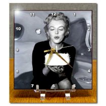 3drose Marilyn Monroe Desk Clock, 6 by 6-Inch