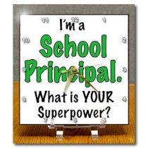 3dRose dc_193267_1 Im a School Principal What Is Your Superpower. Green. Desk Clock, 6 by 6-Inch