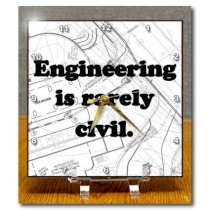 3dRose LLC dc_149859_1 Desk Clock, 6 by 6-Inch, "Engineering is Rarely Civil-Civil Engineer"