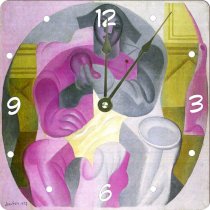 Rikki KnightTM Juan Gris Art Sitting Harlequan Design 6" Art Desk Clock