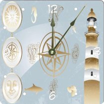 Rikki KnightTM Antique nautical design and lighthouse Design 6" Art Desk Clock