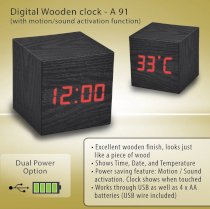 Wooden Clock With Motion & Sound Activation Function