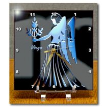 3drose Virgo Zodiac Sign Desk Clock, 6 by 6-Inch 