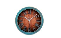 Haptime Europe Type Restoring Ancient Ways 3D Metal Numbers Wood Clock Creative Desktop Clock (Blue)