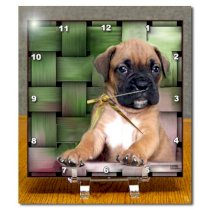 3dRose LLC Brindle Boxer Puppy Desk Clock, 6 by 6-Inch