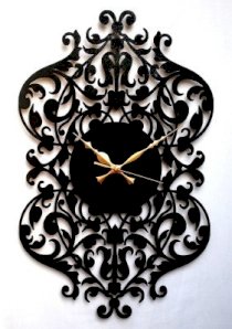 Kwardrobe Contemporary Scroll Analog Wall Clock (Black)