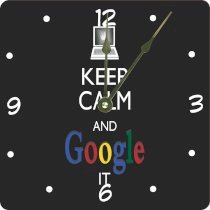 Rikki KnightTM Keep Calm And Google It -Black Color Design 6" Art Desk Clock