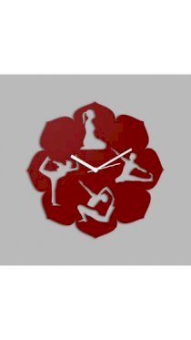 Creative Width Decor Yoga Forms Red Wall Clock