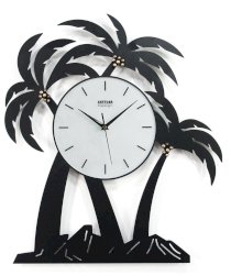 Janya Design Large Black Wrought Iron Clock. Palm Trees