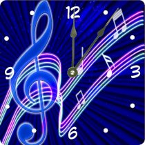 Rikki KnightTM Neon Blues Music Notes Design 6" Art Desk Clock