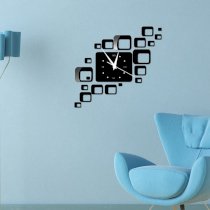 Quartz Wall Home Decoration New Special Offer Mirror Acrylic Clock Modern Design Watch Sticker (Black)