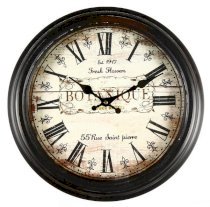 Đồng hồ treo tường Houzz: Adeco Brown Antique-Look Wall Clock "Botanique"