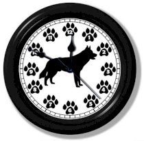 Đồng hồ treo tường Houzz: Siberian Husky Silhouette Wall Clock