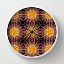 Đồng hồ treo tường Society6 Tiled sunshine mandala with decorative patterns