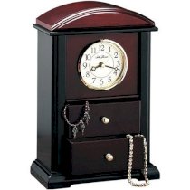 Seth Thomas Keepsake Mahogany Finish Wood Case with White Dial Arched Jewelry Box Clock