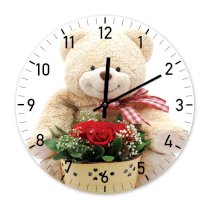 Đồng hồ treo tường Clockadoodledoo Cute Teddy Bear With Basket & Flowers