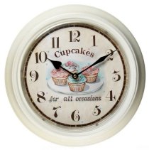 Đồng hồ treo tường Houzz: Adeco White Iron Retro Wall Clock "Cupcakes for All Occasions"