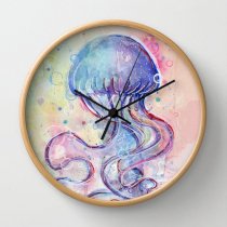 Đồng hồ treo tường Society6 Jellyfish Watercolor