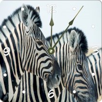 Rikki KnightTM Two Zebra's Design 6" Art Desk Clock