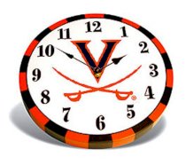 Đồng hồ treo tường Houzz: NCAA Virginia Cavaliers 9 inch Wooden Wall Accent Clock
