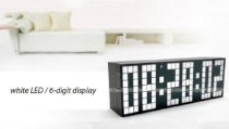 Xuuyuu (TM)Large Big 4 6 Digit Jumbo LED Digital Alarm Calendar Snooze Wall Desk Clock (white, 6-digit version)