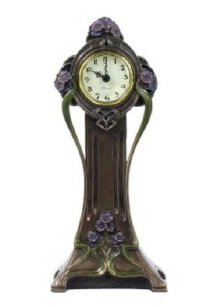 10.75 Inch Victorian Table Clock with Flowers and Stem Handles