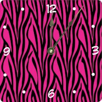 Rikki KnightTM Hot Pink Zebra Design Design 6" Art Desk Clock