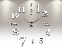 Quartz Clocks Fashion Watches 3d Real Big Wall Clock Rushed Mirror Sticker Diy Living Room Decor (Silver)