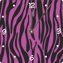 Rikki KnightTM Zebra Design on Tropical Pink Design 6" Art Desk Clock