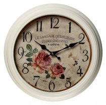 Đồng hồ treo tường Houzz: Adeco White Antique-Inspired Wall Clock "Le Langage Des Fleurs"