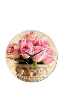 Mesleep Pink Rose Wall Clock (Pack Of 1)