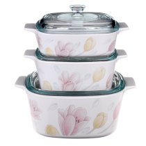 Bộ 3 nồi thủy vuông Corningware A-140-EC