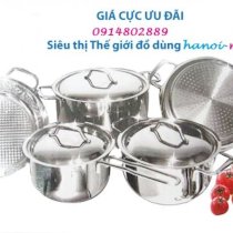 Bộ 5 nồi inox 3 đáy cao cấp fivestar vung inox-vung kính BN01