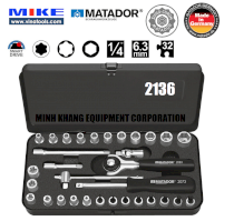 Bộ tuýp hệ mét 32 món 6 points TORX 6.3 đầu vuông 1/4 inch Matador 2136 9322