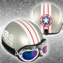Mũ bảo hiểm HERO - HR1 - Captain America (bạc) kính phi công