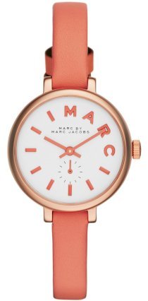 MARC JACOBS Ladies Sally Peach Leather Strap Watch 28mm  MBM1355