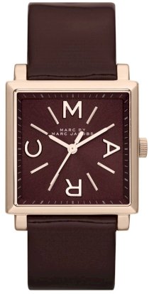 MARC JACOBS Truman Maroon Patent Leather Rose Gold Tone Watch 30mm MBM1277