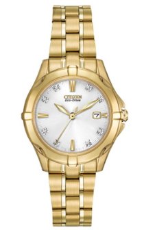 CITIZEN Stainless Steel Watch with Diamonds 29mm Eco-Drive E013