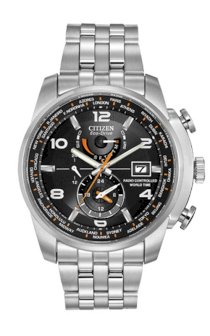 CITIZEN \"World Time A-T\" Stainless Steel Eco-Drive Watch 43mm Eco-Drive H820
