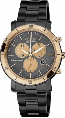 CITIZEN Women's Chronograph Drive from Citizen Eco-Drive Black Ion-Plated Stainless Steel Bracelet 41mm