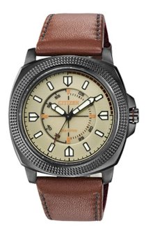 CITIZEN Drive from Citizen" Stainless Steel Watch with Brown Leather Band 48mm Eco-Drive E031