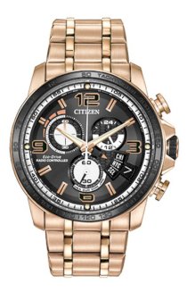 CITIZEN Chrono-Time A-T Analog Display Japanese Quartz Rose Gold Watch 44mm Eco-Drive H610