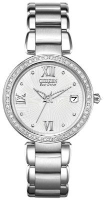 CITIZEN "Marne Signature" Stainless Steel Eco-Drive Watch with Diamonds 33mm