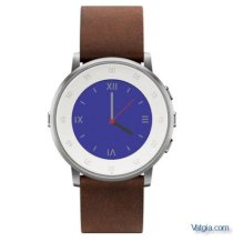Đồng hồ thông minh Pebble Time Round 20mm Silver with Nubuck Brown Leather