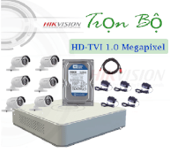 Trọn Bộ 6 Camera 1.0 Megapixel Hikvision DS-2CE16C0T-IRP (hoặc DS-2CE56COT-IRP) + Hikvision DS-7108HGHI-E1