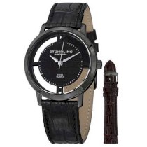 Đồng hồ Thụy Sỹ nam Stuhrling Original Men\'s 388G2.SET.04 Winchester Cathedral Black Ion-Plated Stainless Steel Watch with Additional Leather Strap