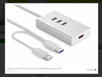 Cáp USB 3.0 to HDMI và 3 cổng USB 3.0 Ugreen 40257