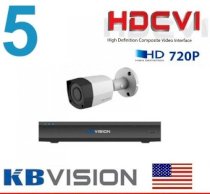 Bộ 5 camera Kbvision HDCVI 720P KB7201D-5 (1.0MP)
