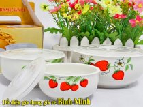 Bộ thố sứ 3 cái có nắp nhựa